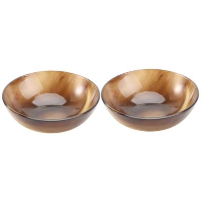 Angoily 2pcs Natural Horn Shaving Bowl for Men Shaving Soap Cup Smooth Design for Easy Lathering for Fathers and Boyfriends