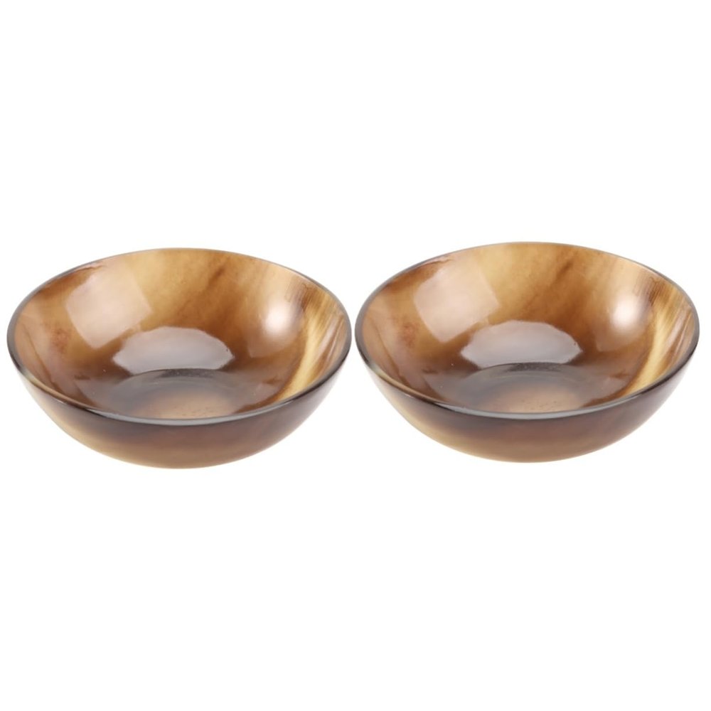 Angoily 2pcs Natural Horn Shaving Bowl for Men Shaving Soap Cup Smooth Design for Easy Lathering for Fathers and Boyfriends