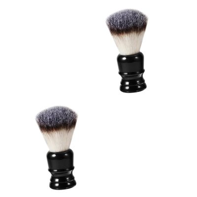Angoily 2pcs Portable Nylon Beard Brush Resin Handle Soft Bristles for Gentle Grooming Men Shaving Tool Travel-friendly Design for Easy Use