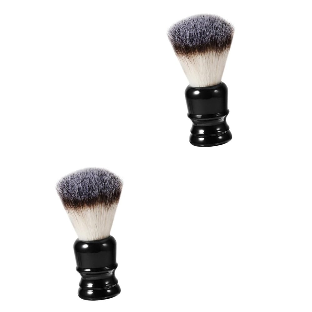 Angoily 2pcs Portable Nylon Beard Brush Resin Handle Soft Bristles for Gentle Grooming Men Shaving Tool Travel-friendly Design for Easy Use