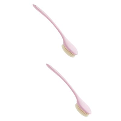 Angoily 2pcs Natural Material Long Handle Body Brush Soft Bristles Shower Body Scrubber for Exfoliating Ergonomic Handle for Family Use