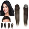 Human Hair Topper for Woman And Men Ultra Thin Skin PU Hair Piece 6cmX8cm European Human Hair for Woman and Men Thinning Hair or Hair Loss Hair system(16 Inch,#3 Dark Brown) view 1