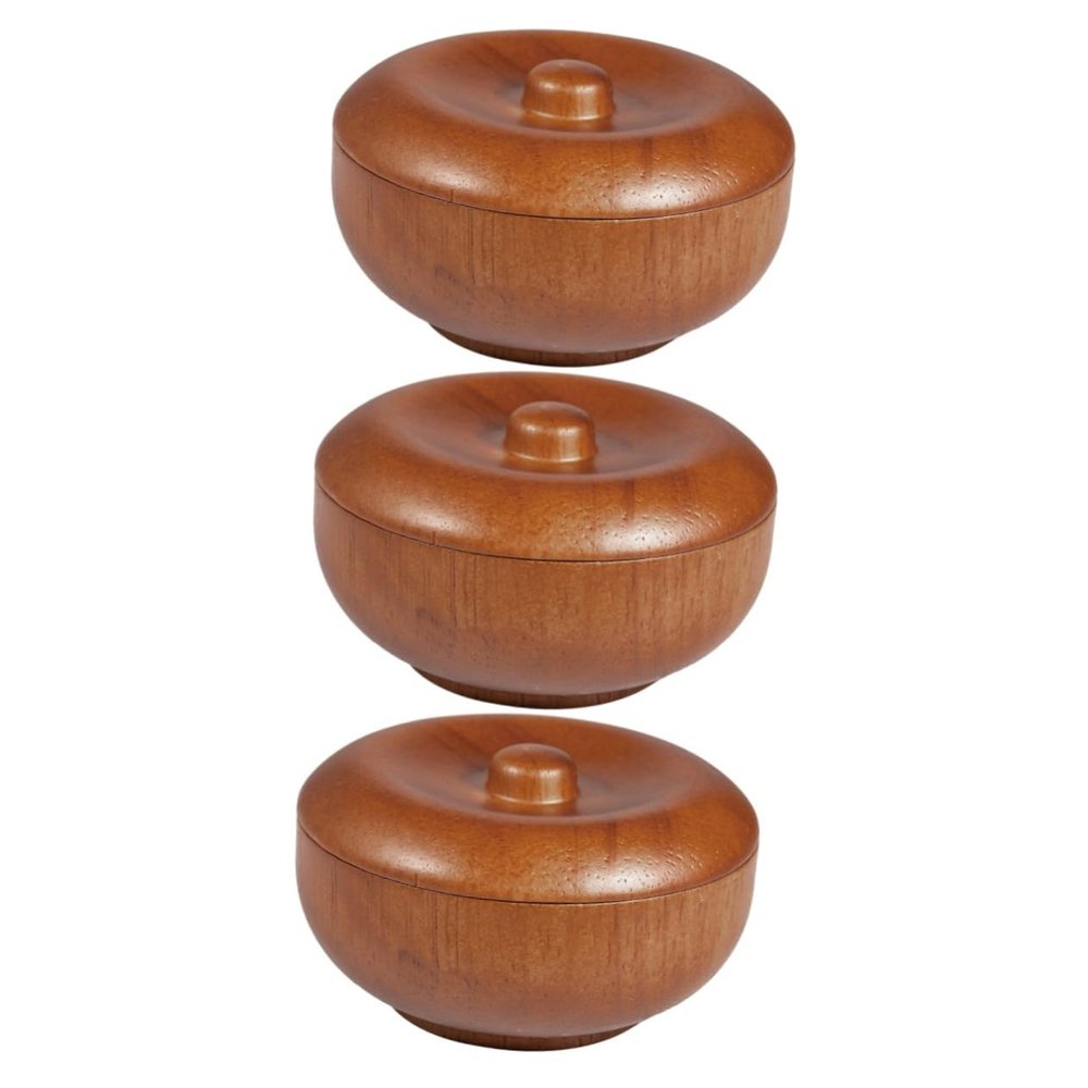 Angoily 3pcs Wooden Shaving Bowl Lid Men Shaving Soap and Cream Bowl for Barbershop and Home Use Practical Design for Easy Storage and Use