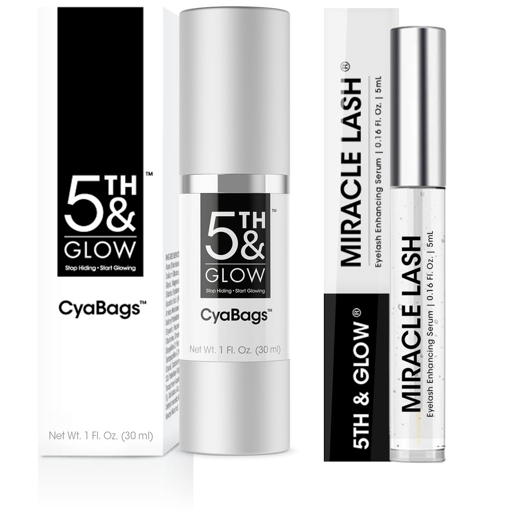 5th & Glow Youthful Beauty Bundle - CyaBags Line Smoother for Instant Skin Transformation + Miracle Lash Enhancing Serum for Stronger, Thicker Lashes - Confidence Boosting Daily Routine