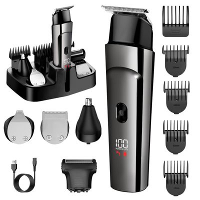 Beard Trimmer for Men - 5 in 1 Kit Electric Razor, Cordless Mustache Nose Hair Trimmer with LED Display, Waterproof Rechargeable Beard Shaver
