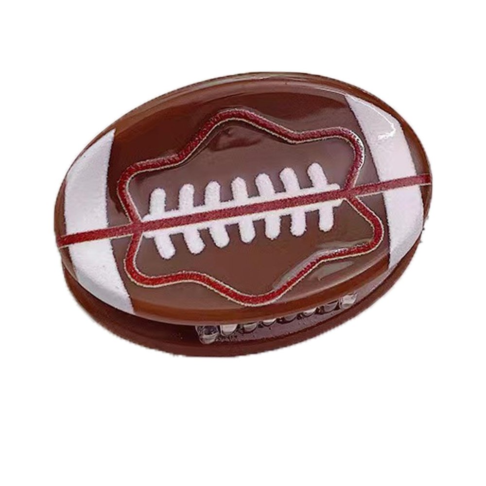 Coffee Football Hair Clips,Cute Sports Ball Bangs Claw Clips,Balls Shape Hair Claw Clips,Acetate Hair Jaw Clips for Girls,Small Claw Barrettes for Women,Pack of 3 (coffee football)