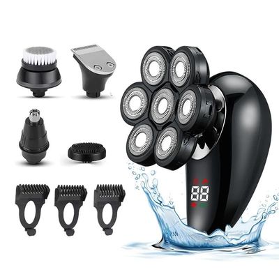 EKHOU Head Shavers for Bald Men, Rechargeable Powerful Beard Hair Electric Shaver for Men Body Trimmer Facial Grooming Kit Electric Razor Balde Shaving Machine (Color : Black)