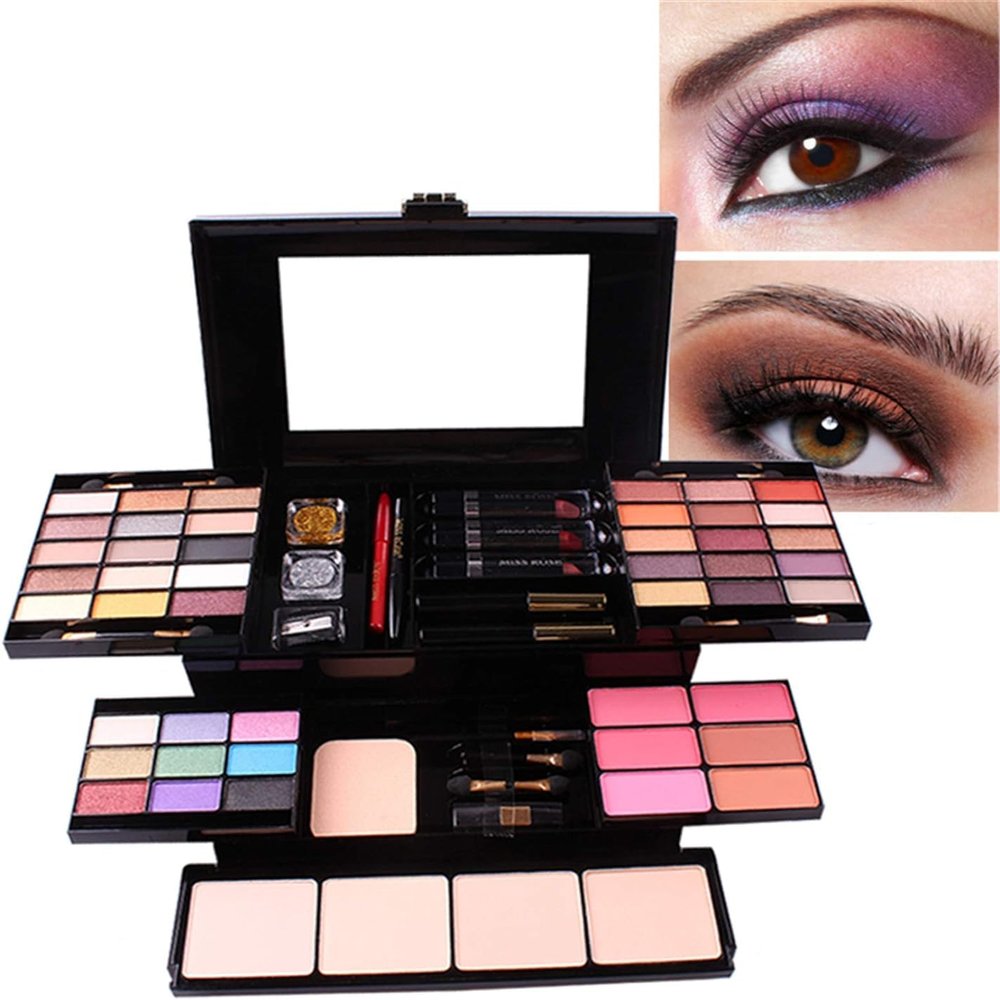 54 Colours Multifunctional Exquisite Cosmetic Gift Set Makeup Kit for Face, Eyes and Lips - Makeup Palettes Vanity Case with Eyeshadow Palette, Lipstick, Blush, Mascara