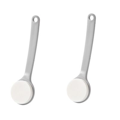 Angoily 2pcs Handle Bath Brush PVA Sponge Exfoliating Shower Accessory for Home Bathroom for Softening Skin Feet and Legs Grey