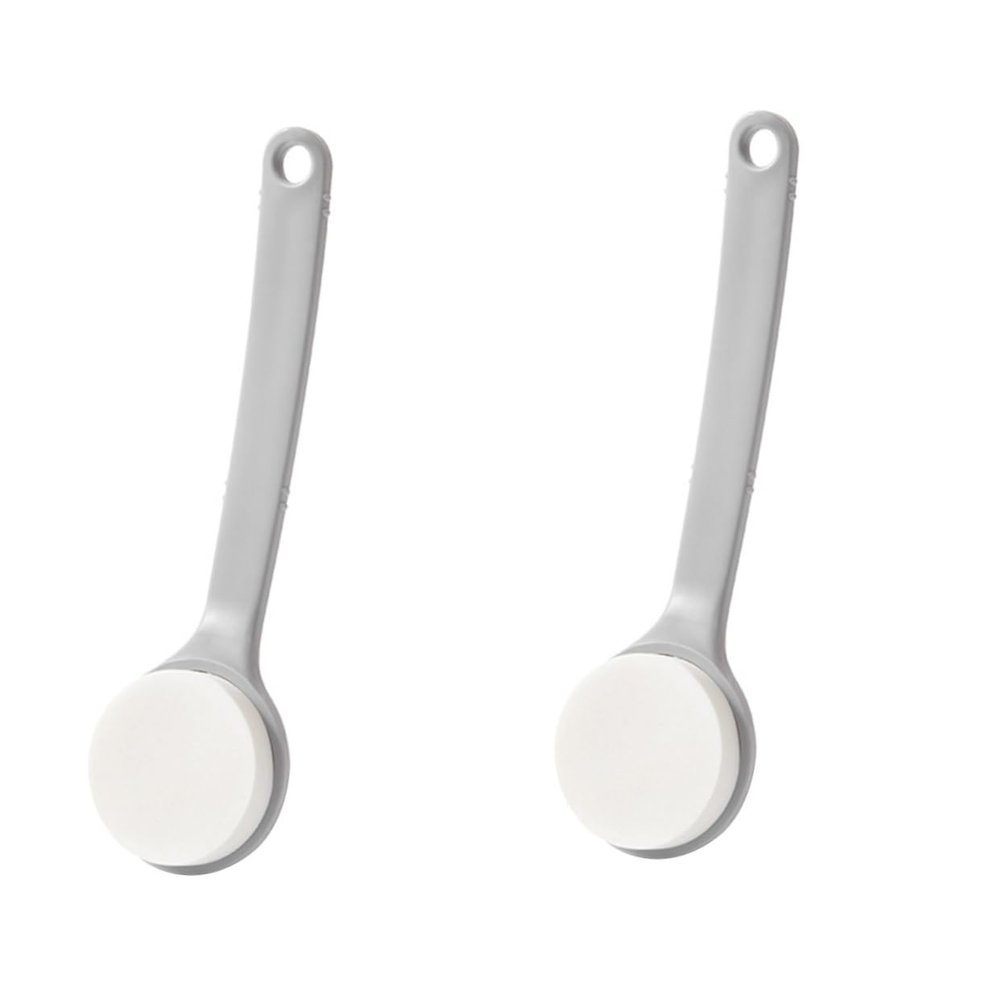 Angoily 2pcs Handle Bath Brush PVA Sponge Exfoliating Shower Accessory for Home Bathroom for Softening Skin Feet and Legs Grey