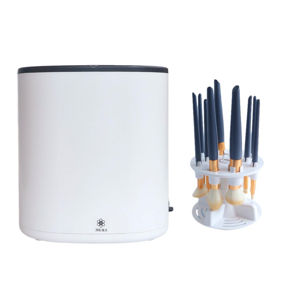 AHDFY Make up Brush Cleaner Machine, 360 Degree Rotation Electric Makeup Brush Cleaner, Make Up Brush Cleaner Set, Makeup Brush CleanerDryer Makeup Brushes,White