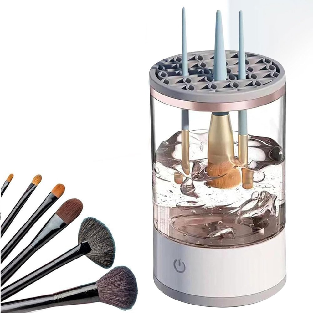 AHDFY Electric Makeup Brush Cleaner, USB Rechargeable Electric Makeup Brushes Cleaner Set, Makeup Brush Cleaner Machine, Automatic Spinning Makeup Brush Cleaner Fit