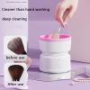 AHDFY Makeup Brushes Cleaner, Electric Makeup Brush Cleaner, Make Up Brush Cleaning Tool to Wash Dry, Makeup Brush Cleaner with 360 Degree Rotation Makeup Brushes,Pink view 2