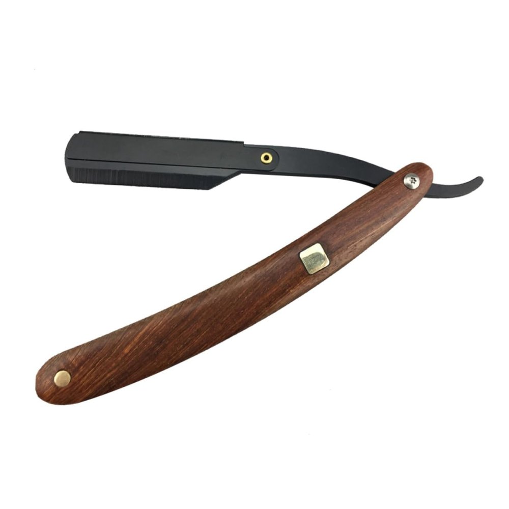 Beatifufu 2pcs Bloodwood Handle Safe Shaving Razors for Men Razor Stand Metal Blade for Beard Sideburns Short Fine Hair
