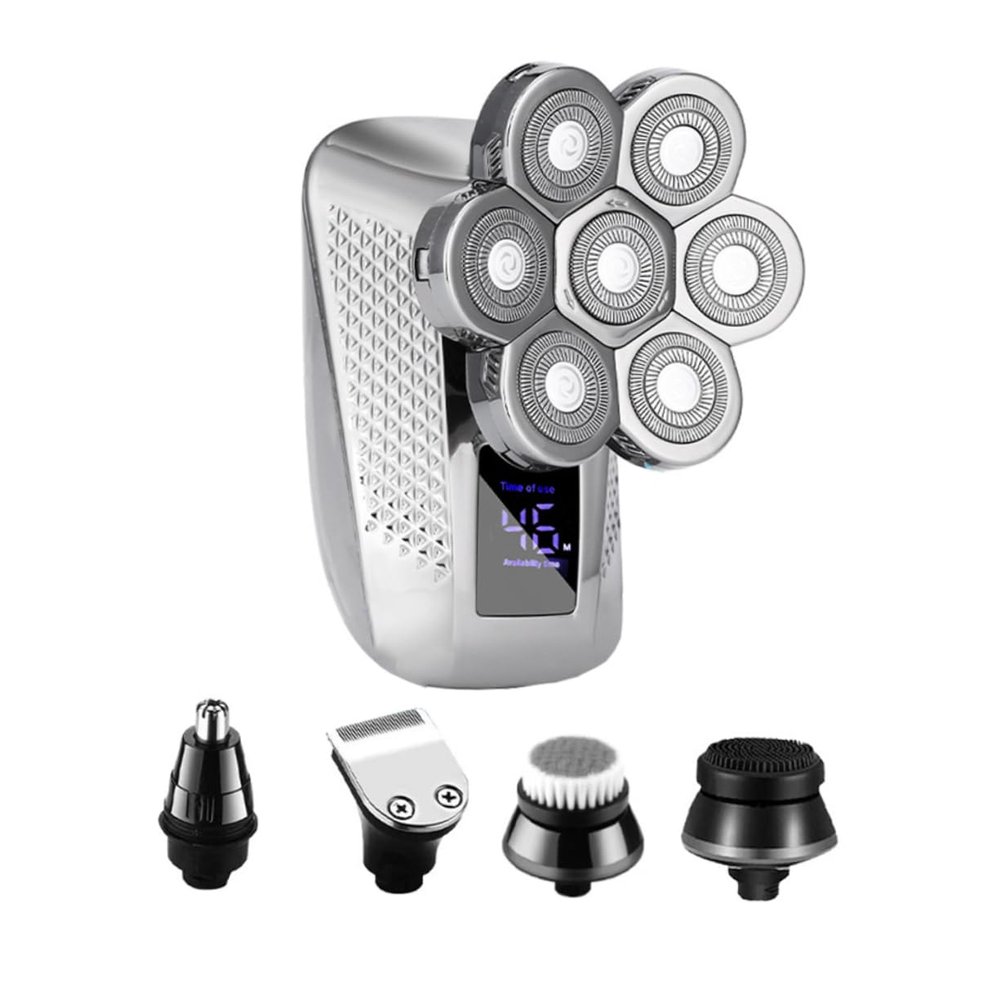 Beatifufu 1set Seven Blade Electric Shaver for Men Rechargeable Facial Grooming Compact Design Removable USB Charging