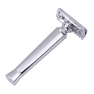 Beatifufu Old-fashioned Manual Hand Shaver Tool for Beard Trimming Zinc Alloy Razor Lightweight and Portable Father's Day for Men Silver