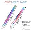 2pcs Precision Nail Art Eyelash Extension Tweezers - Stainless Steel False Lash Application Tools, Curved & Straight Tip view 2