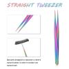 2pcs Precision Nail Art Eyelash Extension Tweezers - Stainless Steel False Lash Application Tools, Curved & Straight Tip view 3