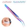 2pcs Precision Nail Art Eyelash Extension Tweezers - Stainless Steel False Lash Application Tools, Curved & Straight Tip view 4