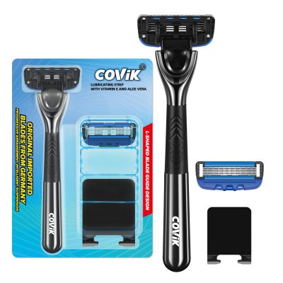 COVIK 5Blade Razor for Men with Dual Lubrication Shaving Comfortable and Smooth Shaving Razors for Men, Handle & Cartridges (Cartridges fit Razor Handles only)