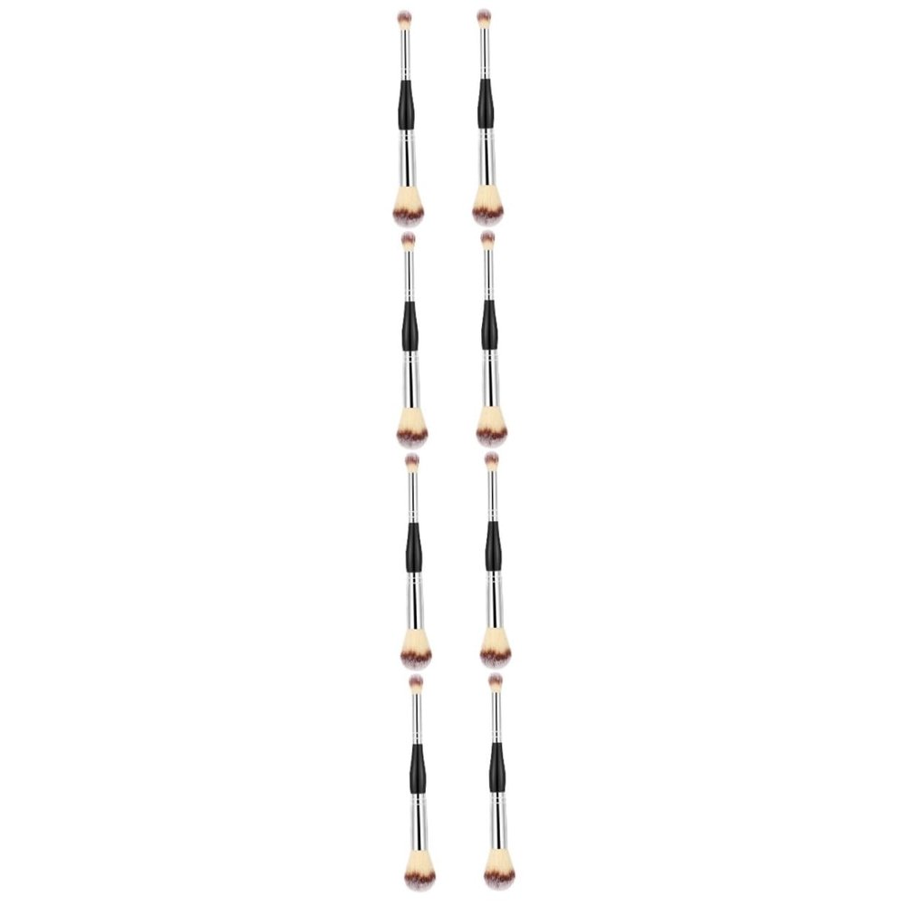 Balacoo 8 Pcs Powder Brush Double Ended Makeup Brush Lip Brush Blending Brush for Makeup Dual Ended Cosmetics Brush Eye Shadow Brush Woman Aluminum Tube Trimming Foundation Brush, 17.5X2X2CM, Black