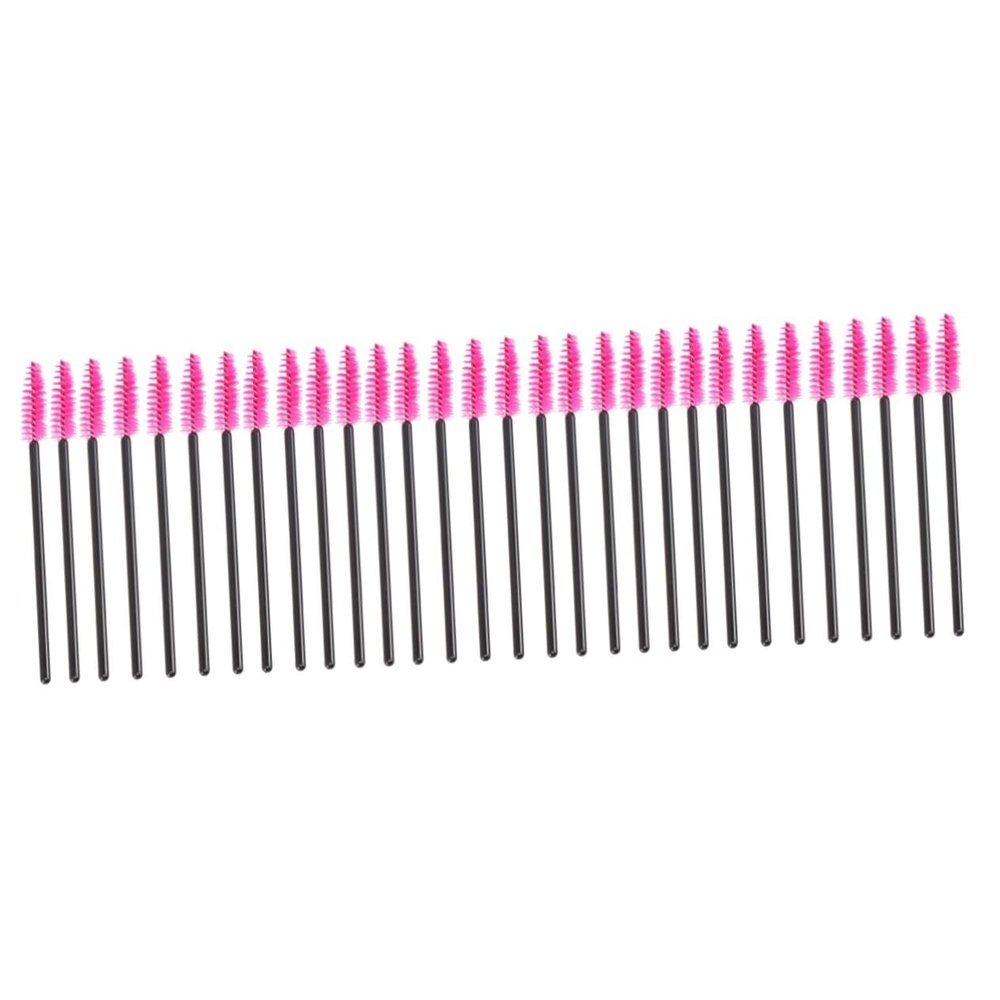 Beaupretty 300pcs Eyelash Brush Disposable Lashes Mascara Wands Eyebrow Comb Rosy Handle Daily Makeup