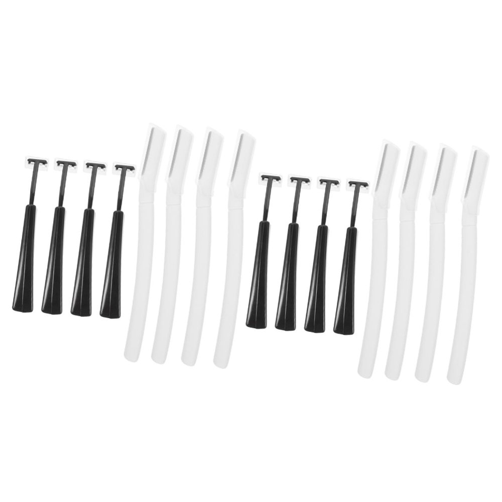 Balacoo 8 Sets Portable Eyebrow Trimmer Brow Razors for Women Beauty Tools Mens Grooming Trimmer Hair Razor Tool Razor for Men Miss Accessories Straight Handle Stainless Steel Blade, 15.5x0.9cm