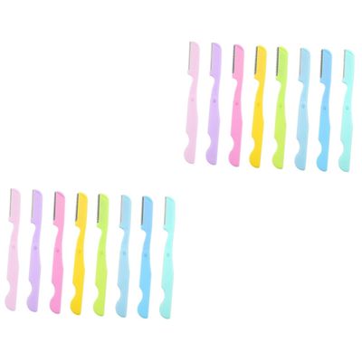 Balacoo 16 Pcs Eyebrow Trimmer Brow Dermaplaning Razors Womens Razors Hair Trimmer Eyebrow Blades Lip Razors for Women Face Shaver Foldable Trimmer Cosmetic Tool Miss Plastic, 12.2x1.5cm
