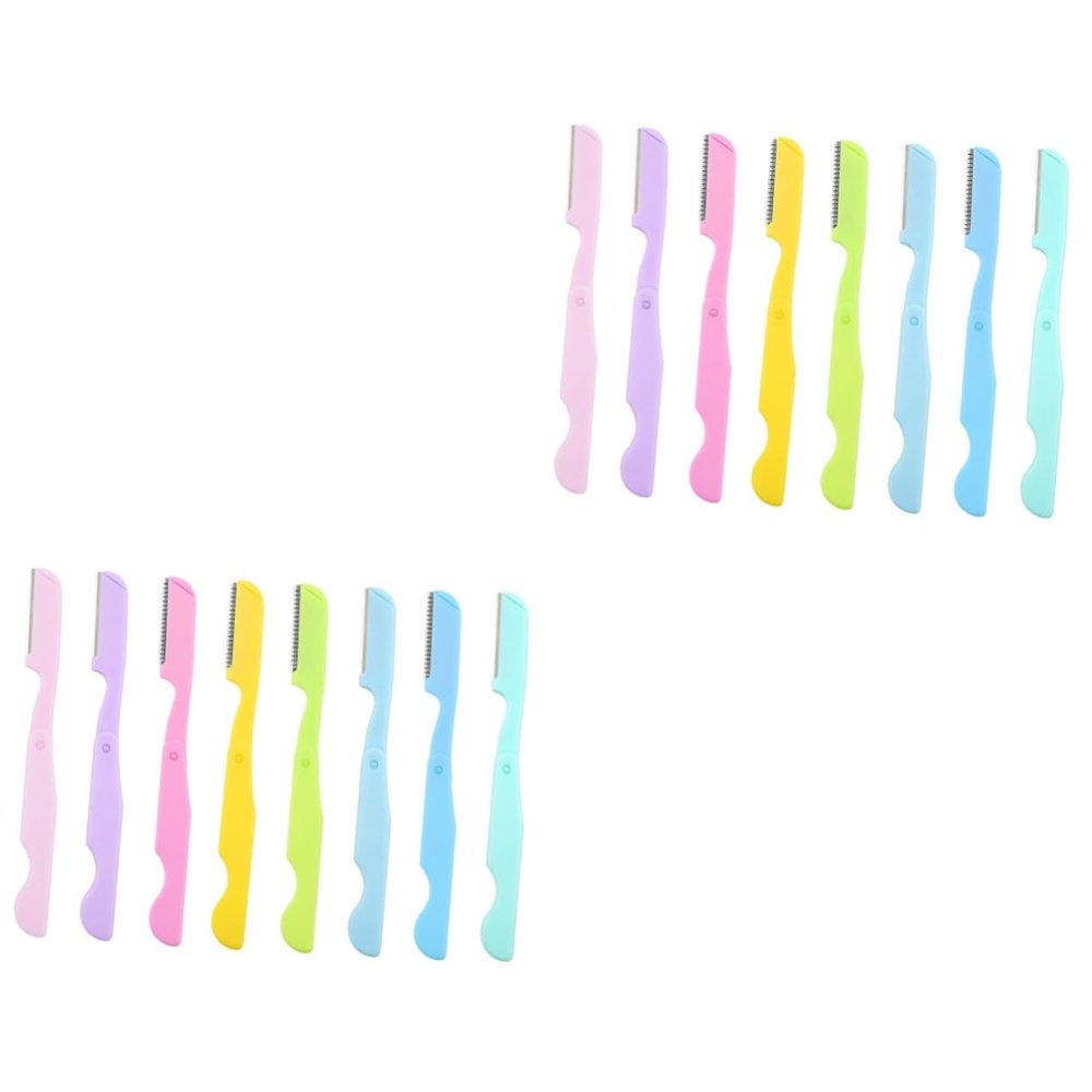 Balacoo 16 Pcs Eyebrow Trimmer Brow Dermaplaning Razors Womens Razors Hair Trimmer Eyebrow Blades Lip Razors for Women Face Shaver Foldable Trimmer Cosmetic Tool Miss Plastic, 12.2x1.5cm