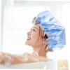 balacoo 5pcs Women Bath Hat Elastic Reusable Shower Cap for Hair Comfortable Peva Design for Spa and Makeup for view 3