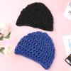 WLLHYF Net Shower Cap 2 PCS Drying Curly Hair Care Spa Hat Wrap Cover Stretchy Knit Nets Hairnet Mesh Crochet Sleep Back Bathing Sleeping Bonnet(black/blue) view 4
