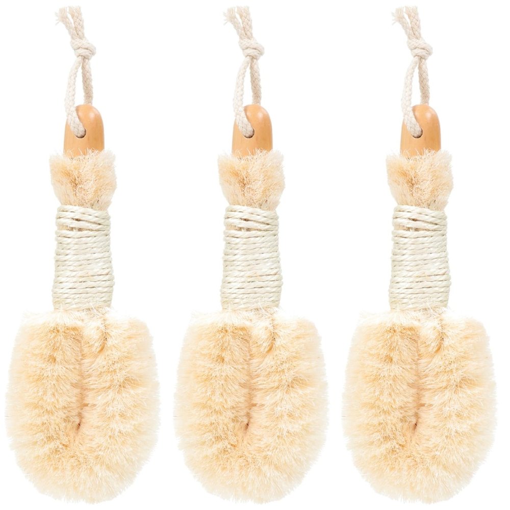 3 Pcs Comfortable Bath Scrubber Set - Exfoliating Bath Sisal Brush with Stiff and Soft Bristles for Effective Cleaning and Skin Care