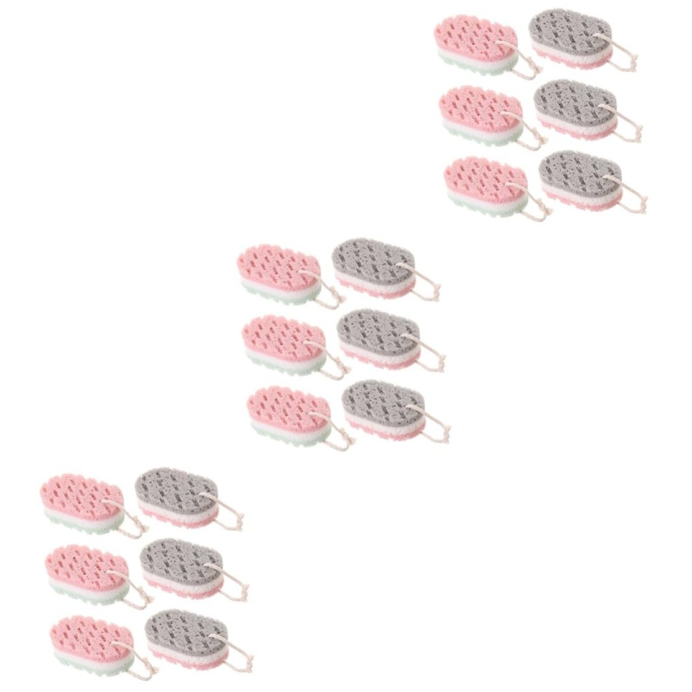 balacoo 18pcs Exfoliating Bath Sponge for Women and Men Dual-Sided Body Scrubber Sponge Design and Colors