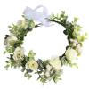 Trepveter Rose Flower Crown Floral Crown Flower Garland Headband Floral Headpiece Halo Cosplay Halloween Bridal Wedding Photo Props Renaissance Party Prom Beige view 1