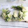 Trepveter Rose Flower Crown Floral Crown Flower Garland Headband Floral Headpiece Halo Cosplay Halloween Bridal Wedding Photo Props Renaissance Party Prom Beige view 2