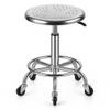 ZWJLIZI Rolling Stool, Stainless Steel Workbench Stool, Adjustable Swivel Stool Medical 5 Wheels, 304 Stainless Steel Structure Laboratory Round Pad, Load Capacity 445 lbs (Silver) view 1