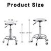 ZWJLIZI Rolling Stool, Stainless Steel Workbench Stool, Adjustable Swivel Stool Medical 5 Wheels, 304 Stainless Steel Structure Laboratory Round Pad, Load Capacity 445 lbs (Silver) view 3