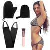 4 Pcs Self Tanner Mitt Applicator Kit - Self Tanning Mitt Glove,Self Tanner Back Applicator,Mini Face Tanner Mitt,Face Tanner Brush Soft Streak-Free Reusable & Washable for Women Girl Men (Black) view 2