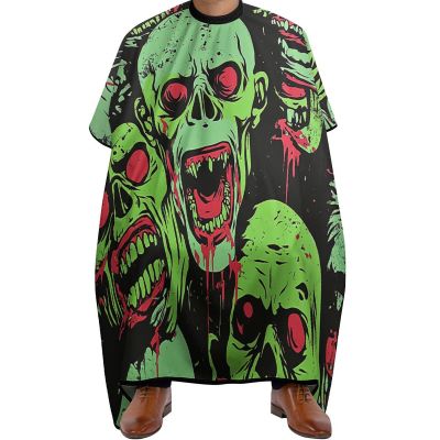 Green Skull Pattern Professional Barber Cape,Polyester Hair Cutting Salon Cape,Water And Stain Resistant Apron,Cutting Hair Beard Hairdressing Cape Anti-Static Haircut,56.766.9 Inch (1 Pack)