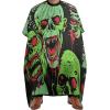 Green Skull Pattern Professional Barber Cape,Polyester Hair Cutting Salon Cape,Water And Stain Resistant Apron,Cutting Hair Beard Hairdressing Cape Anti-Static Haircut,56.766.9 Inch (1 Pack) view 1