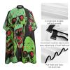Green Skull Pattern Professional Barber Cape,Polyester Hair Cutting Salon Cape,Water And Stain Resistant Apron,Cutting Hair Beard Hairdressing Cape Anti-Static Haircut,56.766.9 Inch (1 Pack) view 4