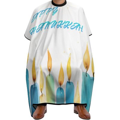 Happy Hanukkah Watercolor Professional Barber Cape Polyester Hair Cutting Salon Cape Water Stain Resistant Apron Cutting Hair Beard Hairdressing Cape Anti-Static Haircut 56.766.9 Inch (1 Pack)
