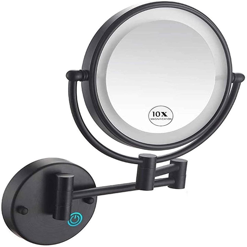 BAKYAR Wall Mounted Makeup Mirror 10X Magnification, Round Makeup Mirror 8inch Bathroom Mirror 360 Rotation Double-Sided Mirror, USB