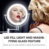 BAKYAR Wall Mounted Makeup Mirror 10X Magnification, Round Makeup Mirror 8inch Bathroom Mirror 360 Rotation Double-Sided Mirror, USB view 4