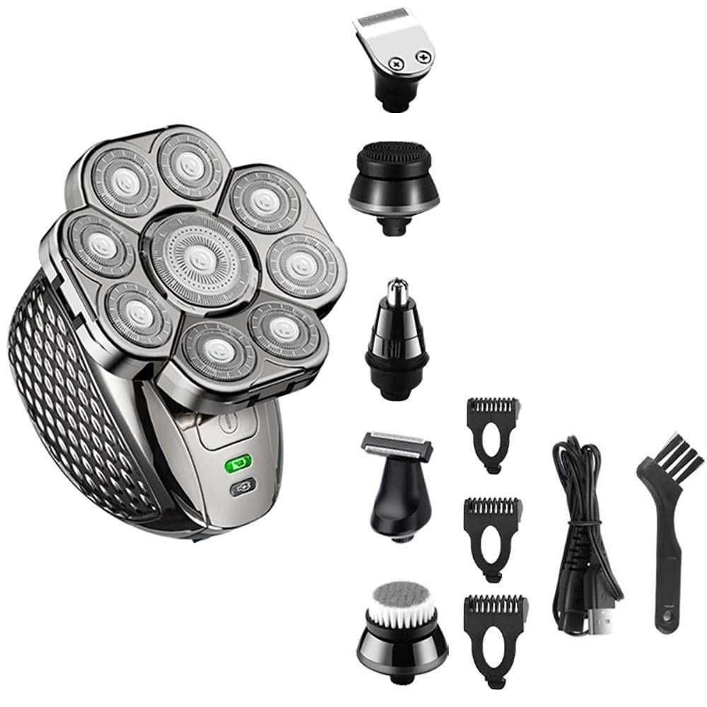 EKHOU Head Shavers for Bald Men, 6 in 1 Grooming Kits Electric Shaver Facial Body Electric Razor for Men Hair Beard Trimmer Bald Head Shaving Machine Rechargeable