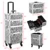 3 in 1 Rolling Makeup Train Case,Professional Cosmetic Trolley Large Storage with Keys Swivel Wheels,Makeup Travel Case,Salon Barber Case Traveling Cart Trunk for Make Up Hairstylists (White Zebra) view 2