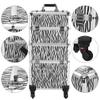 3 in 1 Rolling Makeup Train Case,Professional Cosmetic Trolley Large Storage with Keys Swivel Wheels,Makeup Travel Case,Salon Barber Case Traveling Cart Trunk for Make Up Hairstylists (White Zebra) view 4