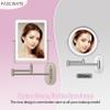 FASCINATE Rechargeable Wall Mounted Makeup Mirror, 8.7" Double Sided Touch Switch 1X 10X Rectangle Magnifying Mirror Wall Mounted, 3 Color Setting, Extended Arm 360 Swivel Foldable Nickel view 2