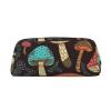 Dwrepo Mushroom Pencil Bag Portable Leather Pencil Case Travel Makeup Bag Large Capacity Toiletry Bag for Women, Gold view 1