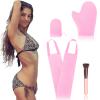 4 Pcs Self Tanner Mitt Applicator Kit - Self Tanning Mitt Glove,Self Tanner Back Applicator,Mini Face Tanner Mitt,Face Tanner Brush Soft Streak-Free Reusable & Washable for Women Girl Men (Pink) view 2